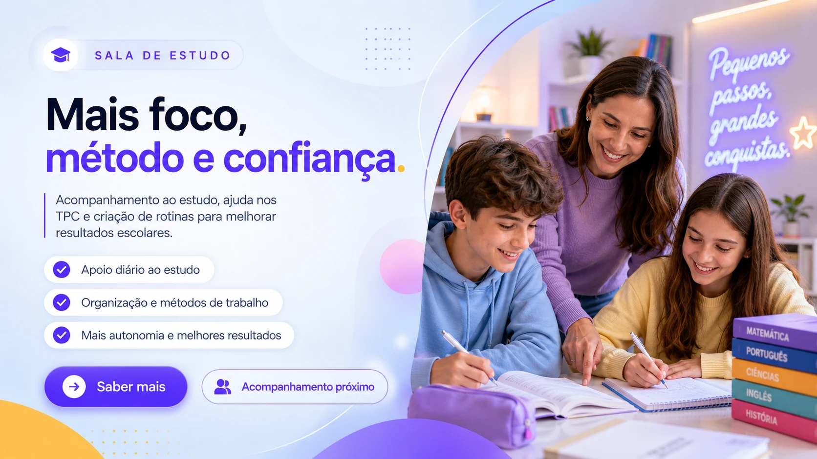 Banner de explicações do Colégio do Conhecimento em Mangualde